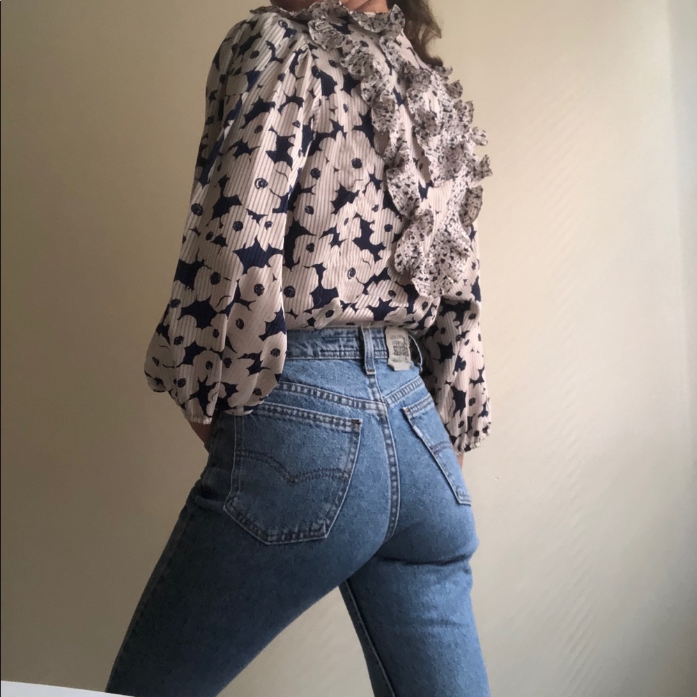 Vintage silky ruffle blouse